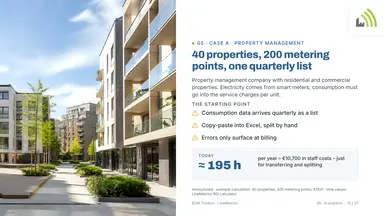40 properties, 200 metering points, one quarterly list